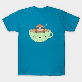 Cute Cartoon Coffee Sloth T-Shirt